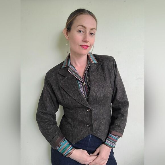 The Social Studies Teacher Vintage 80s Wool Cropped Blazer M - Picture 2 of 11